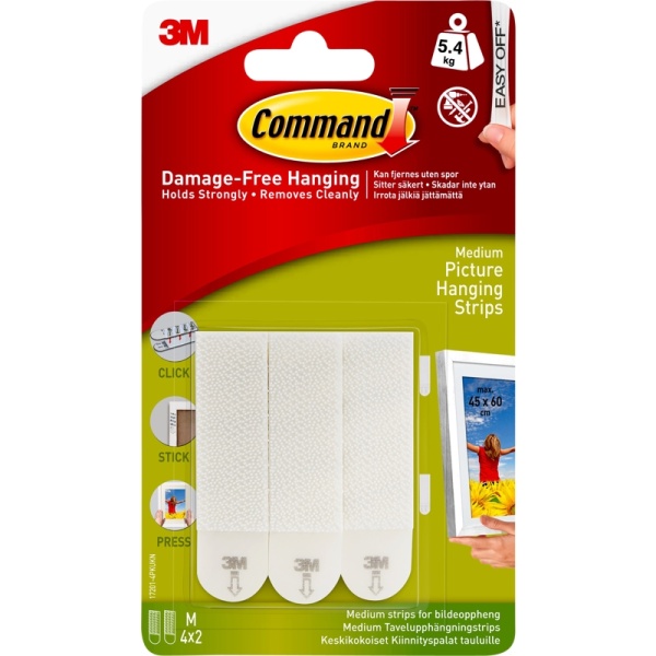 3M Command Hanging Strips White Medium