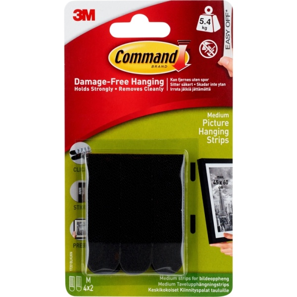 3M Command Hanging Strips Black Medium