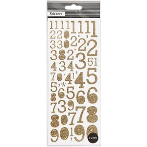 Focus Glitterstickers Gold Numbers